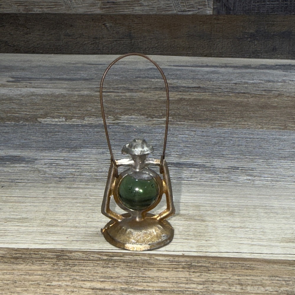 Vintage Dollhouse Miniature Glass and Metal Lantern